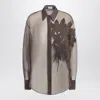 Brunello Cucinelli Brown Shirt With Semi-transparent Design And Embroidery On The Front In Silk Woman In Brown