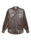 Brunello Cucinelli Metallic-effect Button-down Shirt In Brown