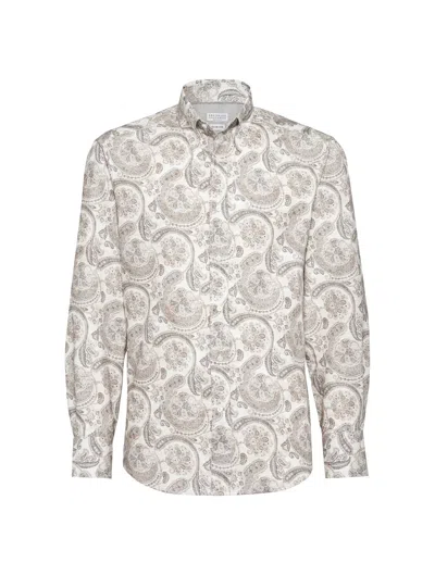 BRUNELLO CUCINELLI SHIRT WITH PAISLEY PRINT