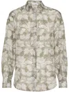 Brunello Cucinelli Leaf-print Silk Shirt In Green