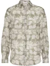 Brunello Cucinelli Leaf-print Silk Shirt In Green