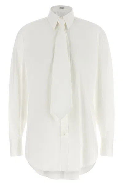 Brunello Cucinelli Shirt With Tie In White