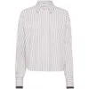 Brunello Cucinelli Long-sleeve Shirt With Vertical Stripes And Contrasting Cuffs