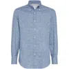 Brunello Cucinelli Floral Print Twill Basic Fit Shirt With Button-down Collar