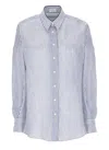 Brunello Cucinelli Blue Linen And Silk Shirt
