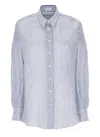 Brunello Cucinelli Blue Linen And Silk Shirt