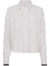 Brunello Cucinelli Long-sleeve Shirt With Vertical Stripes And Contrasting Cuffs