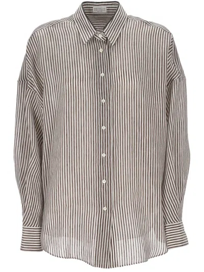 Brunello Cucinelli Shirts In Brown