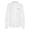 Brunello Cucinelli Classic White Shirt With Pointed Collar And Modern Mesh Detail In White