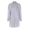 Brunello Cucinelli Blue And White Linen And Silk Blend Shirt In Blue
