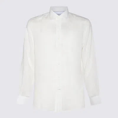 Brunello Cucinelli Linen Blend Shirt In White