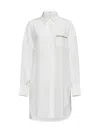 Brunello Cucinelli Stretch-cotton Poplin Monili-trim Longline Shirt In Beige