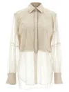 Brunello Cucinelli Monili-chain Panelled Shirt In Beige