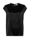 Brunello Cucinelli Beaded-trim Satin Blouse In Black