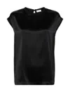 Brunello Cucinelli Beaded-trim Satin Blouse In Black