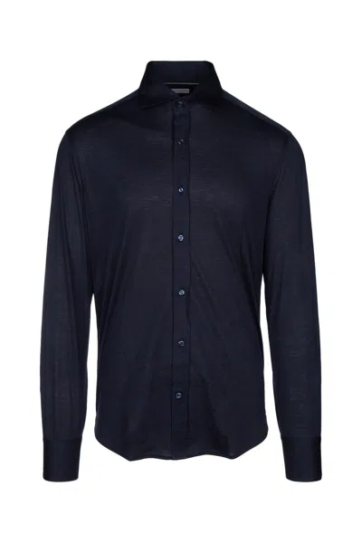 Brunello Cucinelli Shirts In Blue Colored