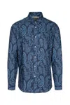 Brunello Cucinelli Paisley Cotton Shirt In Blucolorato