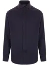 Brunello Cucinelli Herringbone Cotton Blend Shirt Clothing In Blue
