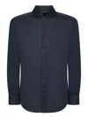 Brunello Cucinelli Slim-fit Cutaway-collar Silk And Cotton-blend Shirt In Blue