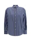 Brunello Cucinelli Striped Button-fastening Shirt In Blue
