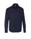 Brunello Cucinelli Herringbone Patterned Cotton-blend Flannel Shirt In Blue