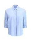 Brunello Cucinelli Shiny Monili Shirt In Blue