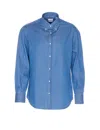 Brunello Cucinelli Denim Shirt With Long Sleeves And Collar In Blue