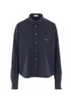 Brunello Cucinelli Monili Detail Curved Hem Shirt In Blue