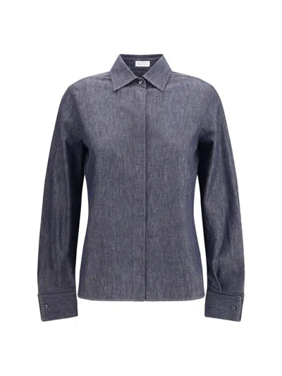 Brunello Cucinelli Denim Shirt In Blue