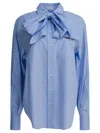 Brunello Cucinelli Women Collar Shirt With Bow In Blue