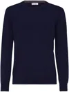Brunello Cucinelli Cashmere Crewneck Sweater With Ribbed Finish In Blue