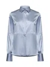 Brunello Cucinelli Satin Shirt In Blue
