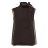 Brunello Cucinelli Women Crispy Silk Top With Lavalliere And Monili In Brown