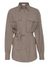 Brunello Cucinelli Women Wool Checked Shirt In Brown