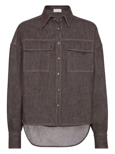 BRUNELLO CUCINELLI SHIRTS BROWN
