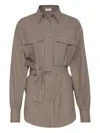 Brunello Cucinelli Women Wool Checked Shirt In Brown