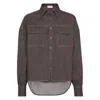 Brunello Cucinelli Cotton Blend Shirt Metallic Finish In Brown