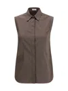 Brunello Cucinelli Women Sleeveless Shirt In Brown
