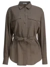 Brunello Cucinelli Women Virgin Wool Check Shirt In Brown