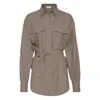 Brunello Cucinelli Check-pattern Shirt With Belt And Shiny Collar Detail In Gray