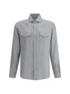 Brunello Cucinelli Double-pocket Long-sleeve Shirt In Gray