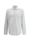 Brunello Cucinelli Piqu Cotton Shirt In Gray