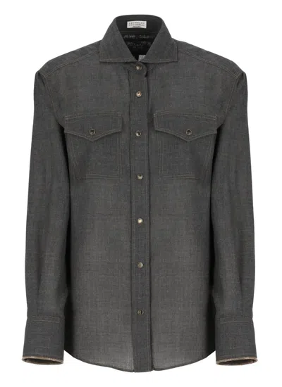 BRUNELLO CUCINELLI BRUNELLO CUCINELLI SHIRTS GREY