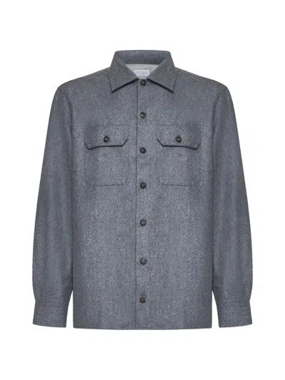 Brunello Cucinelli Wool Shirt Long Sleeves In Gray