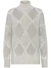 Brunello Cucinelli Dazzling Argyle Wool And Mohair Sweater In Grey