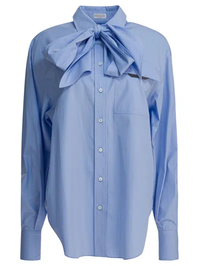 BRUNELLO CUCINELLI SHIRTS LIGHT BLUE