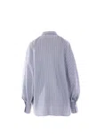 Brunello Cucinelli Camicia A Righe In Seta Azzurra In Light Blue+white