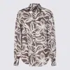 Brunello Cucinelli Collared Floral Pattern Long Sleeves Cuffed Top In Brown
