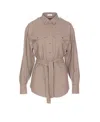 Brunello Cucinelli Check Shirt With Belted Waist And Pockets In Multi