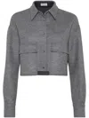 Brunello Cucinelli Virgin Wool Cropped Shirt Jacket In Multicolor
